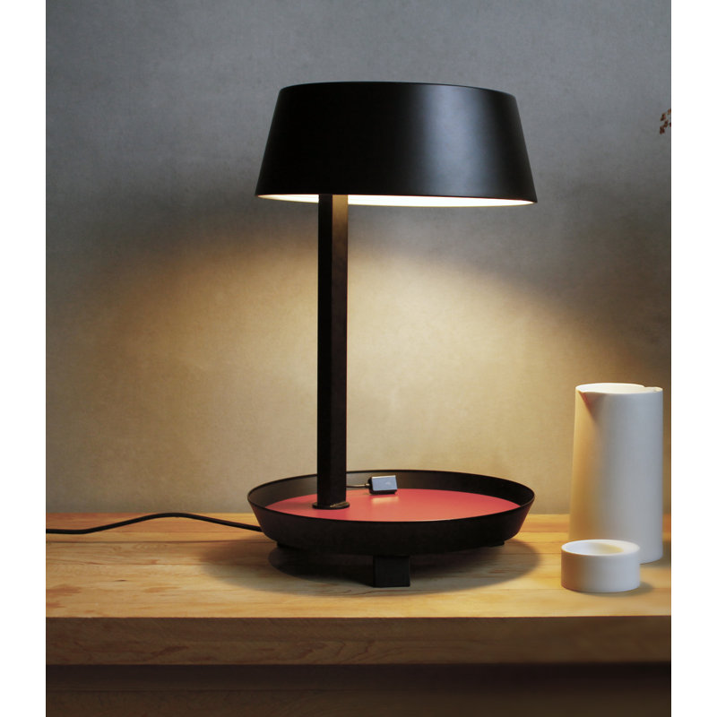 Lampe de table 16,5 "avec USB Carry, Noir mat, H 19,7 po x l 15 po x P 15 po