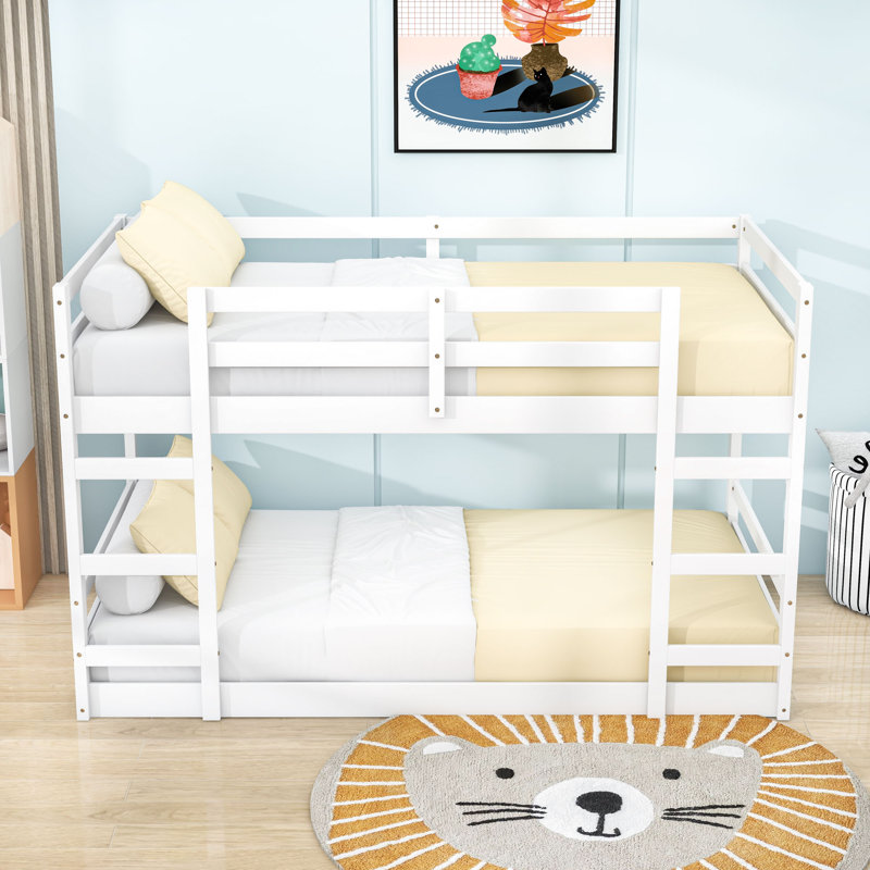 Bunk Bed With Ladder, White, Twin Over Twin