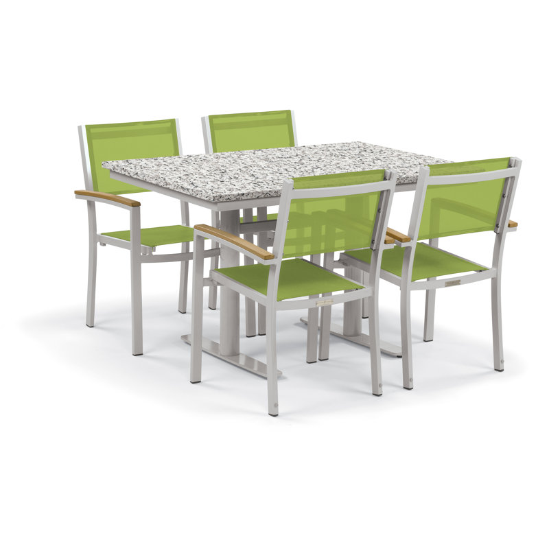 Travira Outdoor 5 - Piece Dining Set, Go Green, Black, Ash
