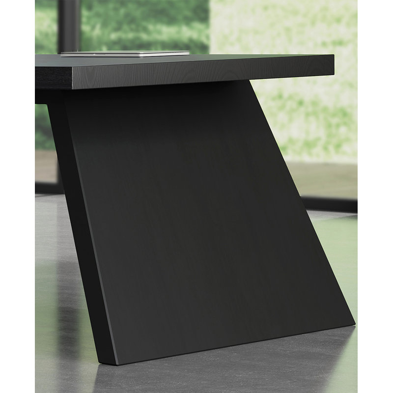 Black solid wood rectangular large-panel desk, 29.53" H x 86.61" W x 31.5" D