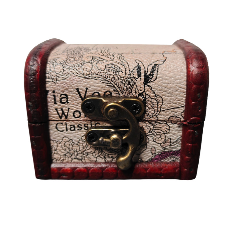  Coffre à bijoux classique en bois 2 pièces, boîte de rangement miniature pour petits accessoires et souvenirs