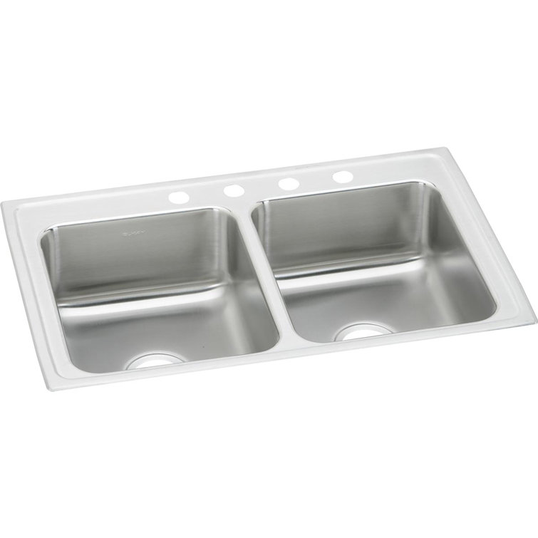Lustertone 29" Lx 18"W Double Basin Drop-In Kitchen Sink