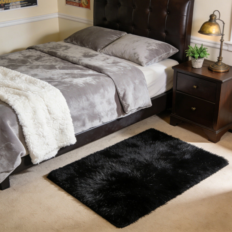 Silk-Cloud Series - Sleek Premium Velvet Area Rug, Ultra-Smooth Touch Silky Microfiber, Non-Slip & Shed-Free Minimalist Shag Rug for Bedroom