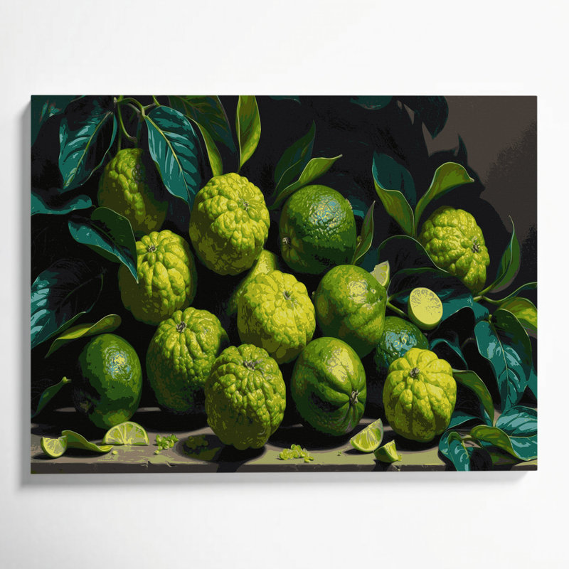 Art mural sur toile vert kafir aux fruits, 11" H x 14" W