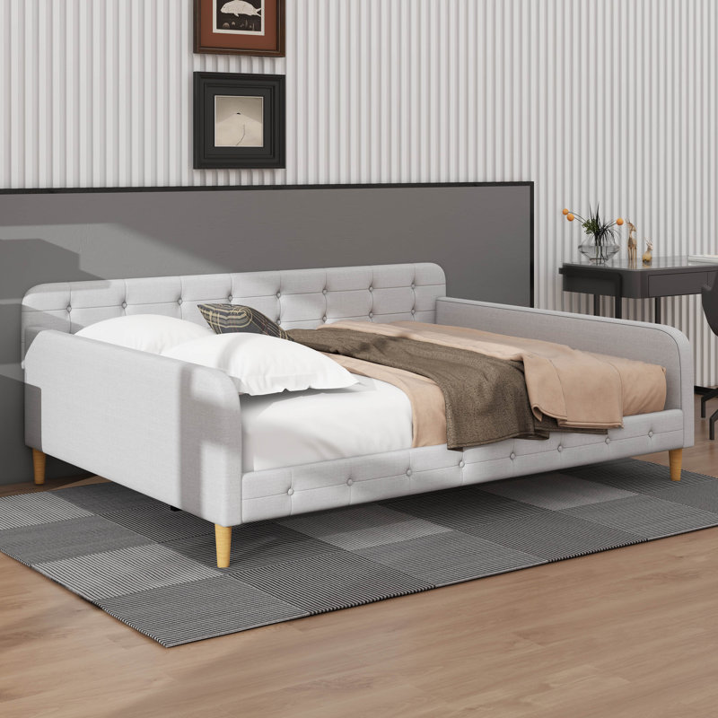Lit de jour revêtu de tissu d'ameublement, Lit double, Beige