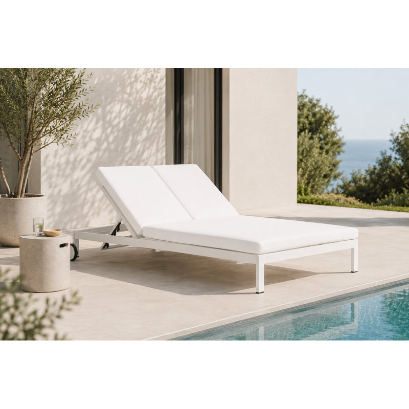 Isabella Outdoor Metal Chaise Lounge , Cushion Included, White