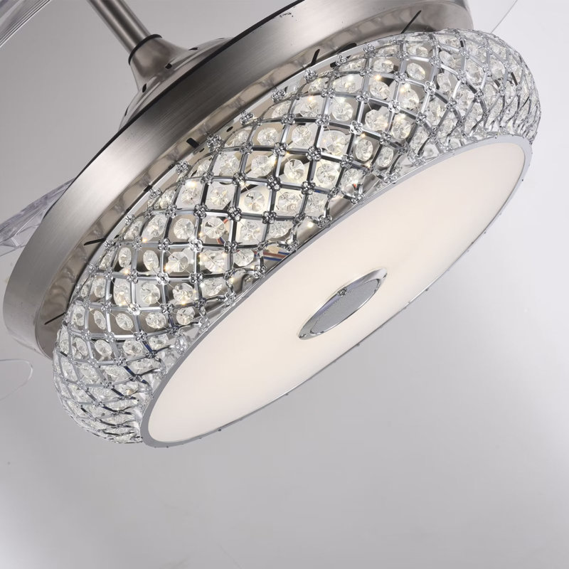 Zahnya 42'' Ceiling Fan with LED Lights, Chrome