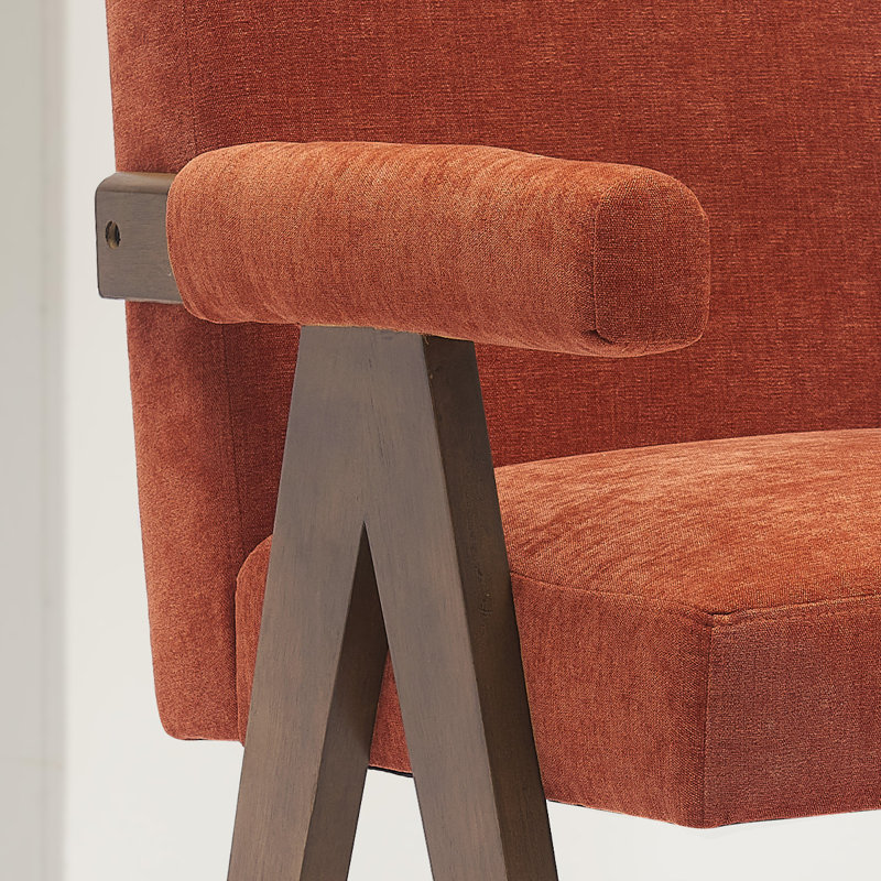 Ensemble de 2 tabourets de comptoir rembourrés en bois de noyer avec accoudoirs 25,5 po Occeus, Terra