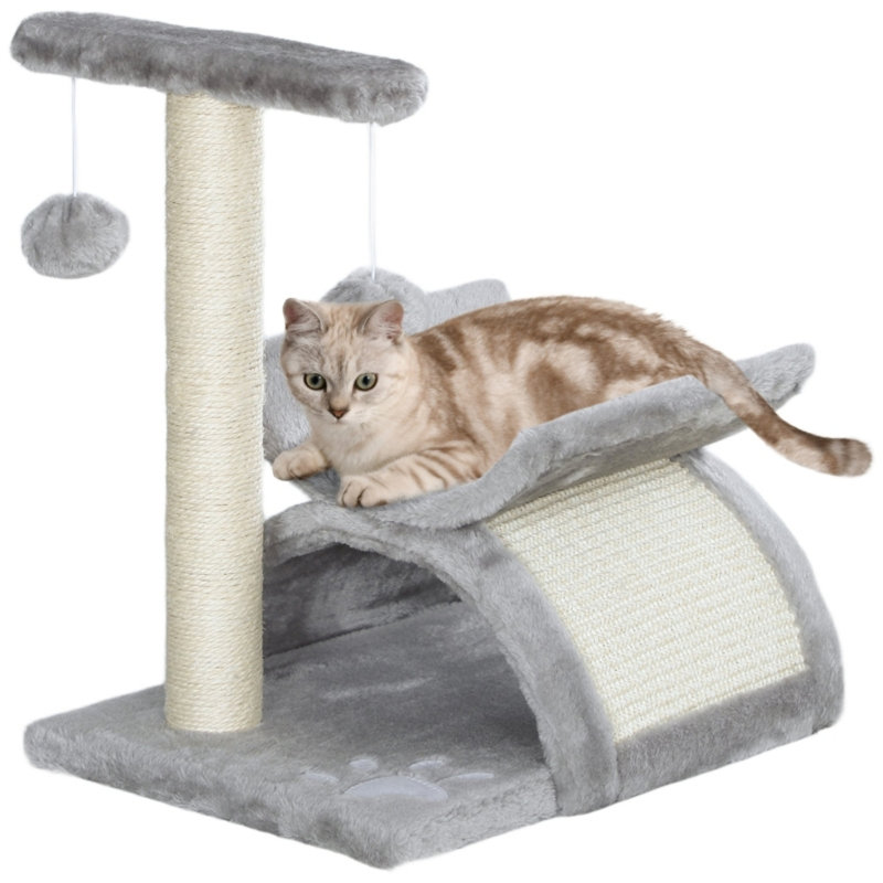 Cat Tree Kitten Activity Centre with Rotatable Top Bar, Sisal Scratching Post, Tunnel & Dangling Balls, Grey, Grey