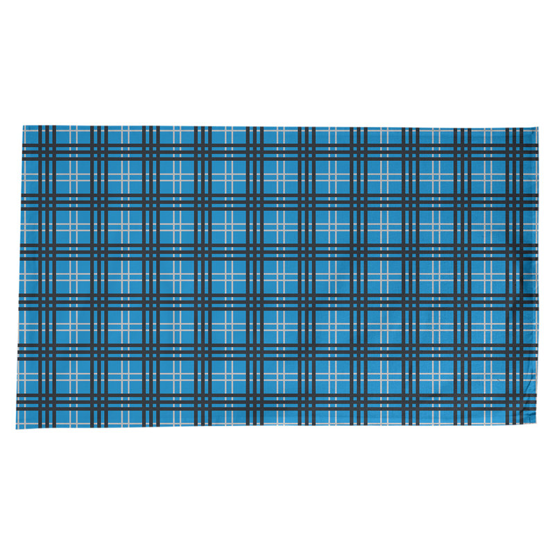Nappe en mélange de coton à carreaux, Bleu Carolina / argent / noir