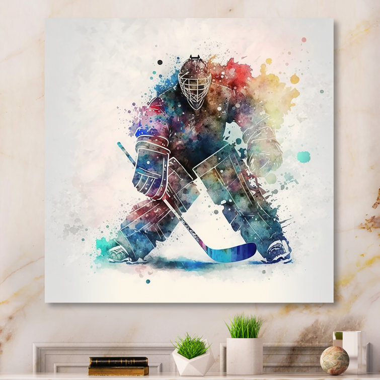 Wall Art Print Watercolor ice hockey