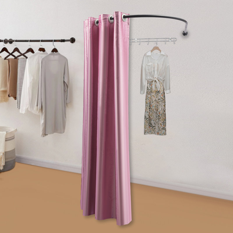 Loncala Portable Changing Room Room Divider with a Clothes Rack, Pink