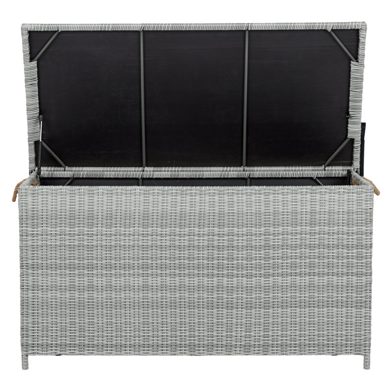 Ebern Designs Jasimen 149cm W 620L Water Resistant Wicker Deck Box, Sand