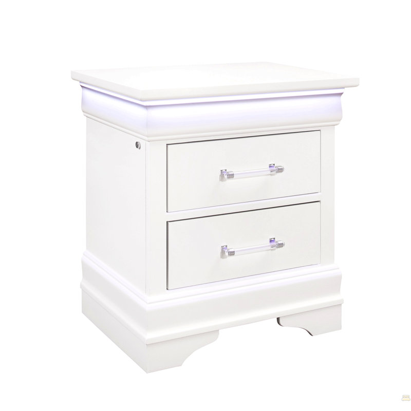 Nightstand With Led, White