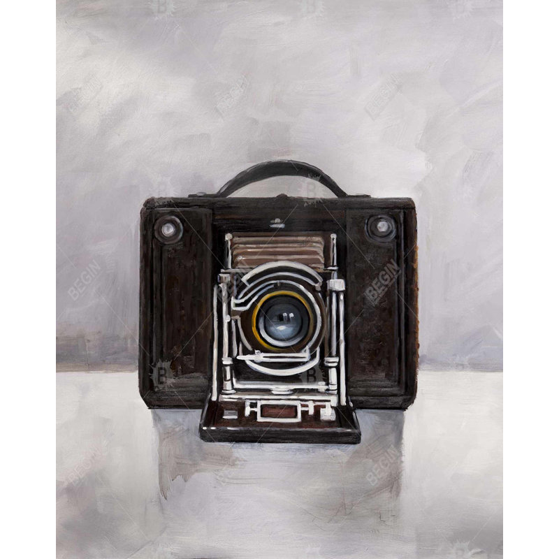 Old Camera Gray Vintage Framed Matted Print | Home Decor