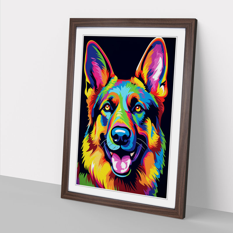 German Shepherd Pop - Framed Print, Walnut, 34cm H x 25cm W x 2cm D