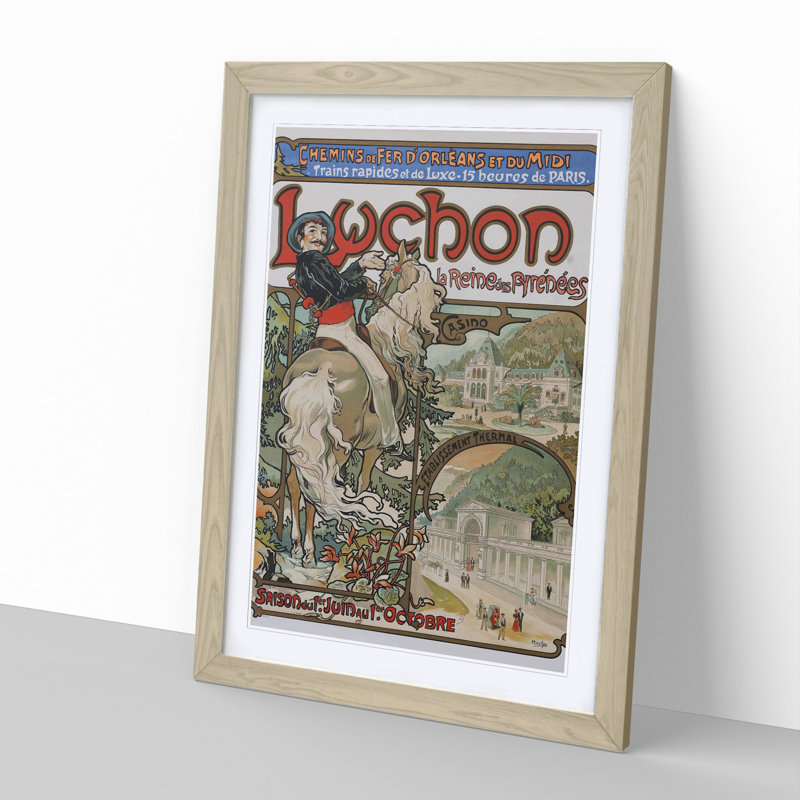 Luchon by Alphonse Mucha - Picture Frame Painting, Oak Framed, 65cm H x 48cm W x 2cm D