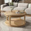 Table basse ronde en bois avec tablette inférieure