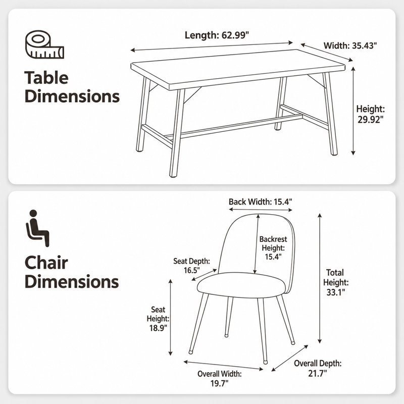 Ensemble de table de salle à manger 7 pièces avec chaises rembourrées 7 pièces, Brun, 7 pièces : table, 6 chaises