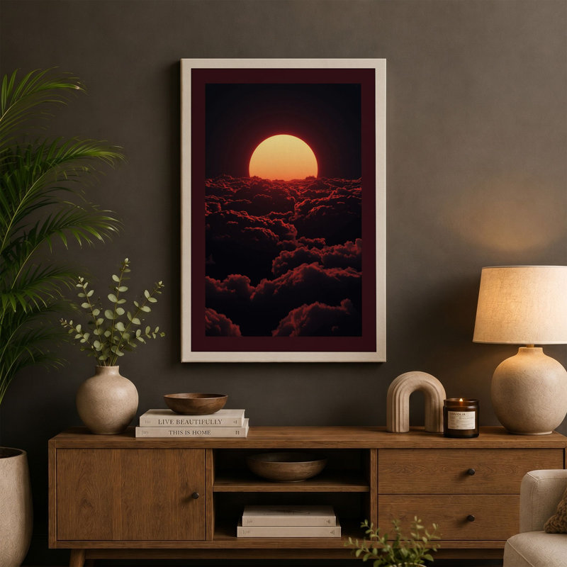 Golden Sun Over Chaos Modern - Wrapped Canvas, 18x12 - 45.7 x 30.5 cm, Terracotta Border