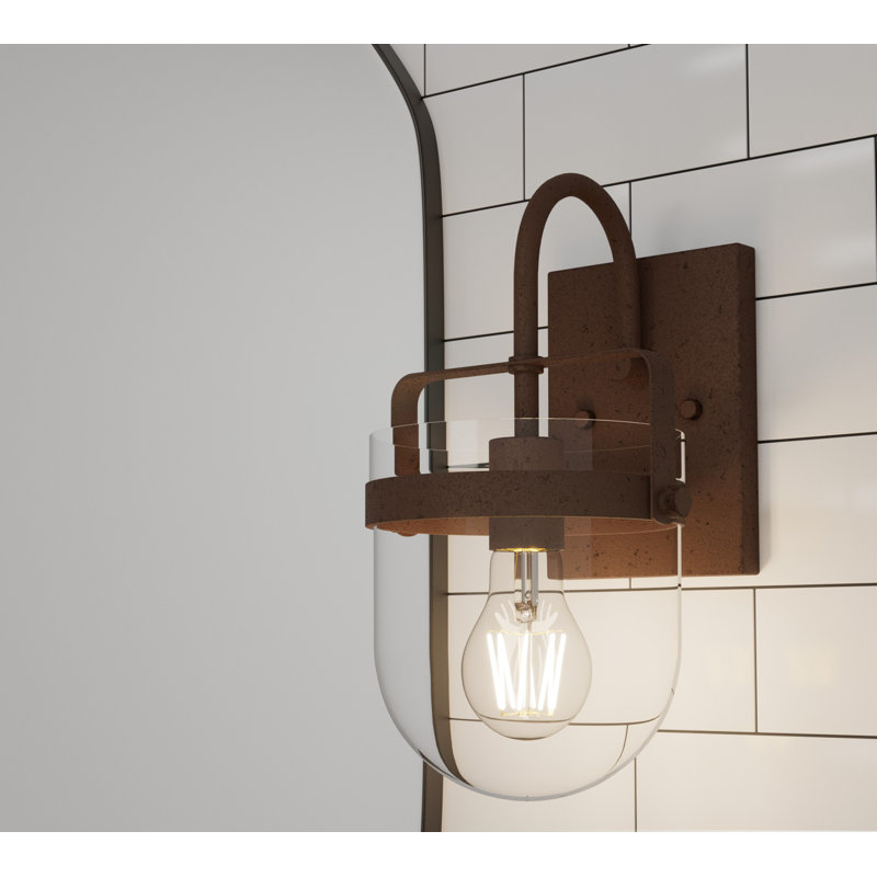  Aluminum Armed Sconce, Textured Rust