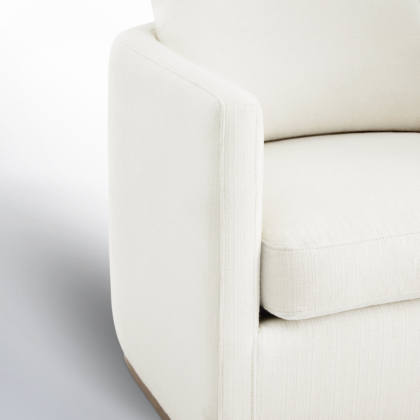 Bobbi Swivel Armchair, Flannigan Cotton White Performance Weave