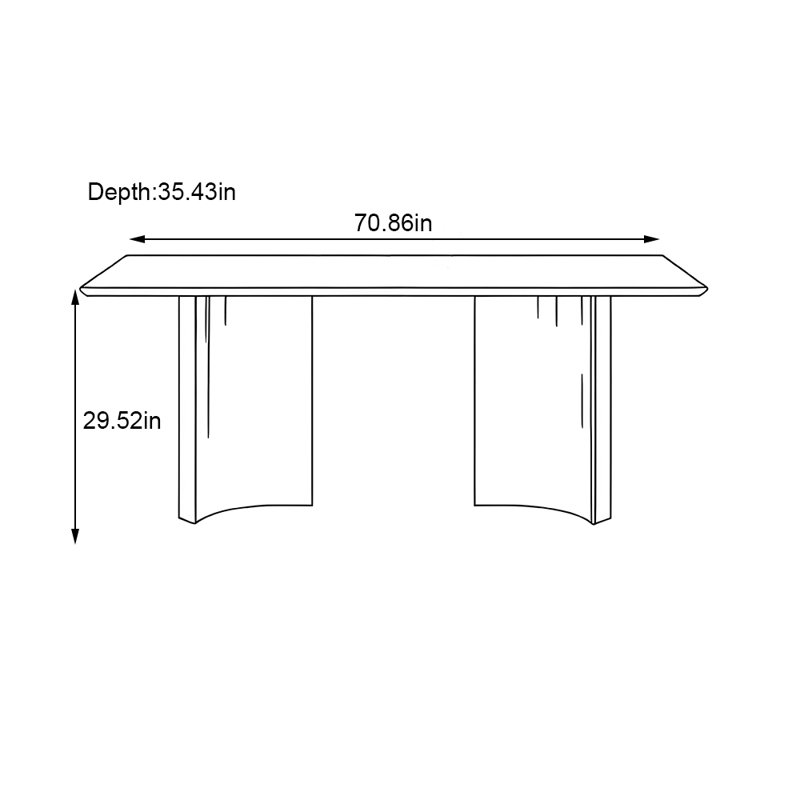 Table de salle à manger rectangulaire de luxe moderne et minimaliste, H 29,52 po x L 70,86 po x l 35,43 po