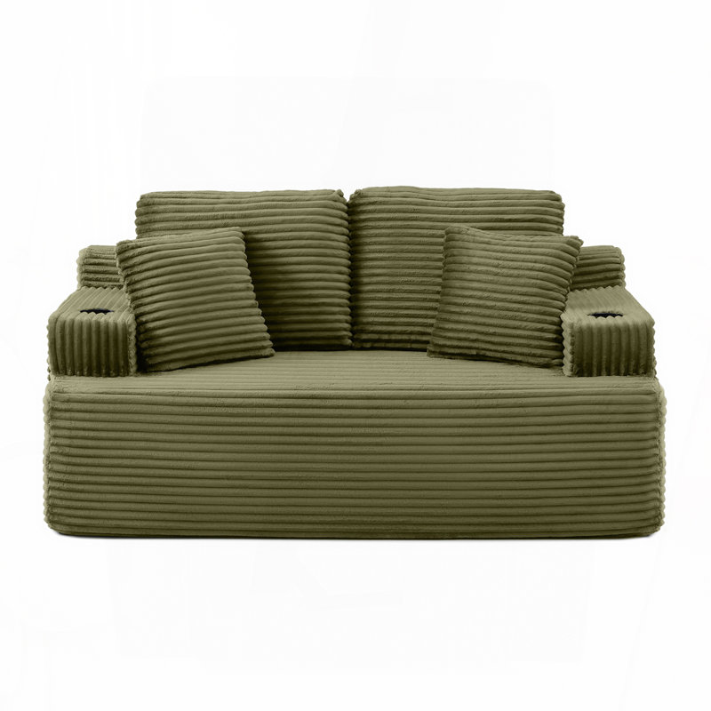 Canapé Boneless avec 2 coussins, Vert, 2