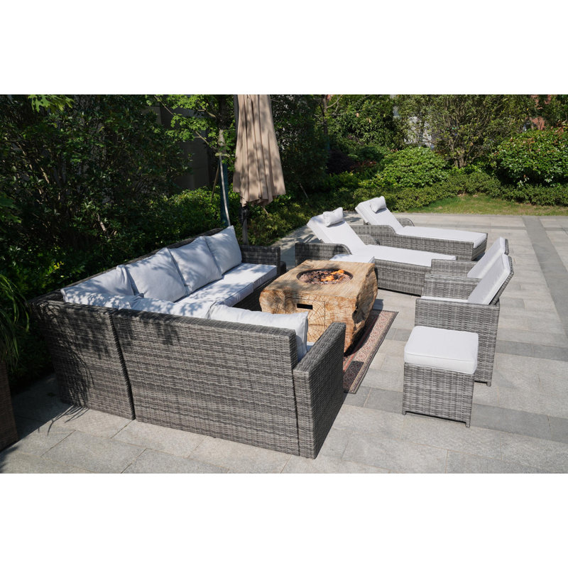12 - Person Patio Conversation Set with Cushions, Gray