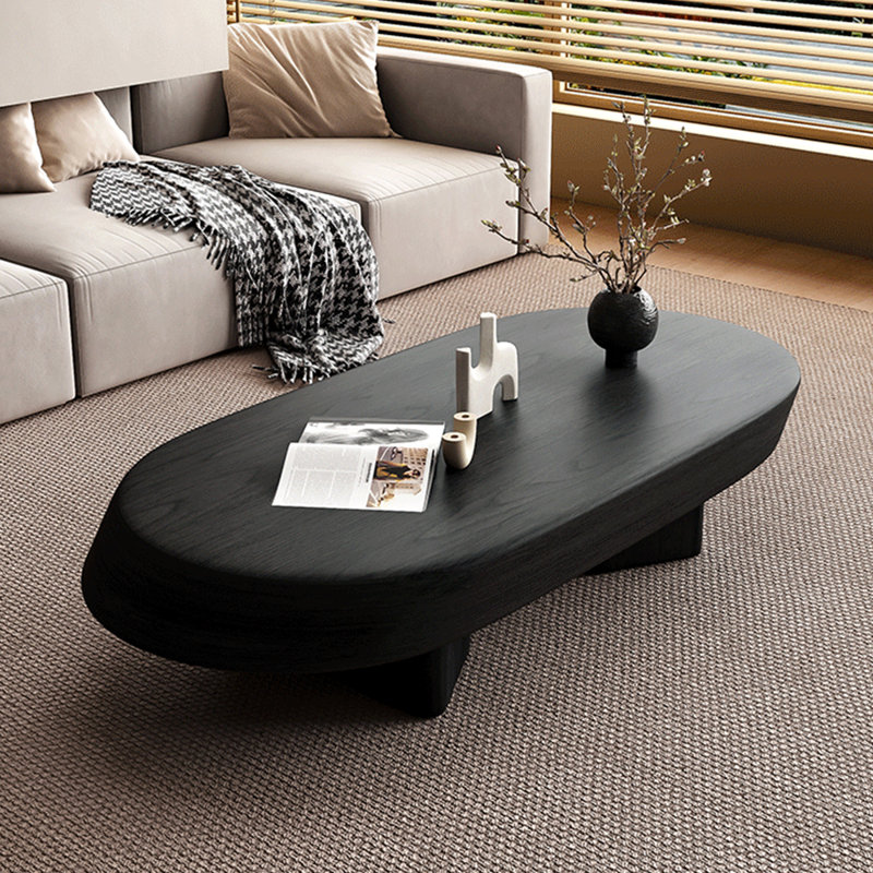 Table basse moderne en bois massif minimaliste, Noir, H 11,8 po x L 39,3 po x l 23,6 po