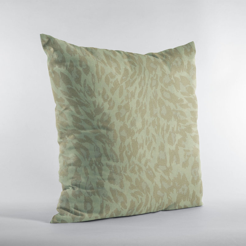 Coussin décoratif carré Plutus Cheetah Embroydery, Gris dévalé, 18 po x 18 po