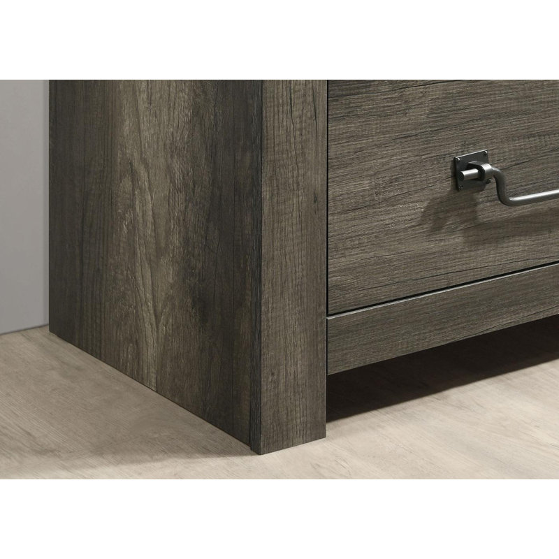Rustic Grey Nightstand with Antique Brass Colour Drop Handles