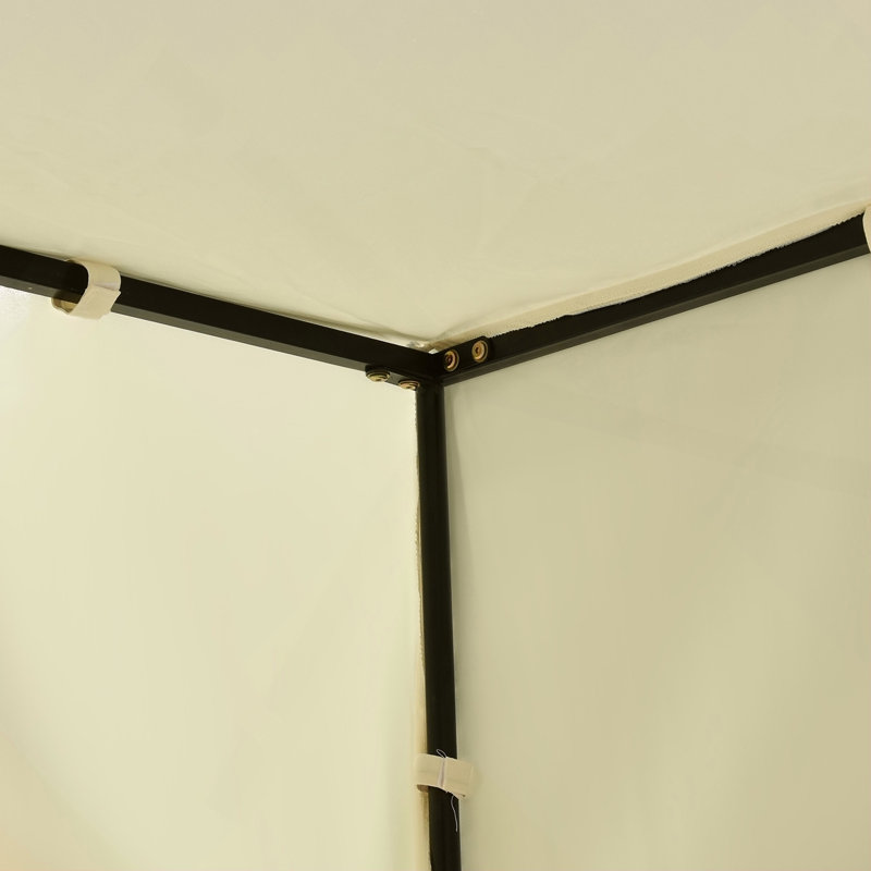 Méridienne d'extérieur double avec rideaux, lit d'extérieur de patio avec dossier réglable, canapé-lit à structure en acier robuste pour la cour, la piscine et la terrasse
