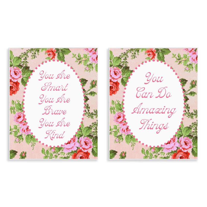 Ensemble de 2 plaques murales Inspirations with Vintage Florals, design par Lil 'Rue