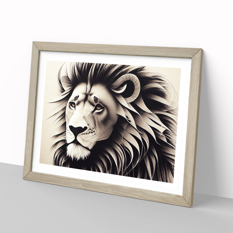 Miraculous Lion - Framed Print, 25cm H x 34cm W, Oak Framed