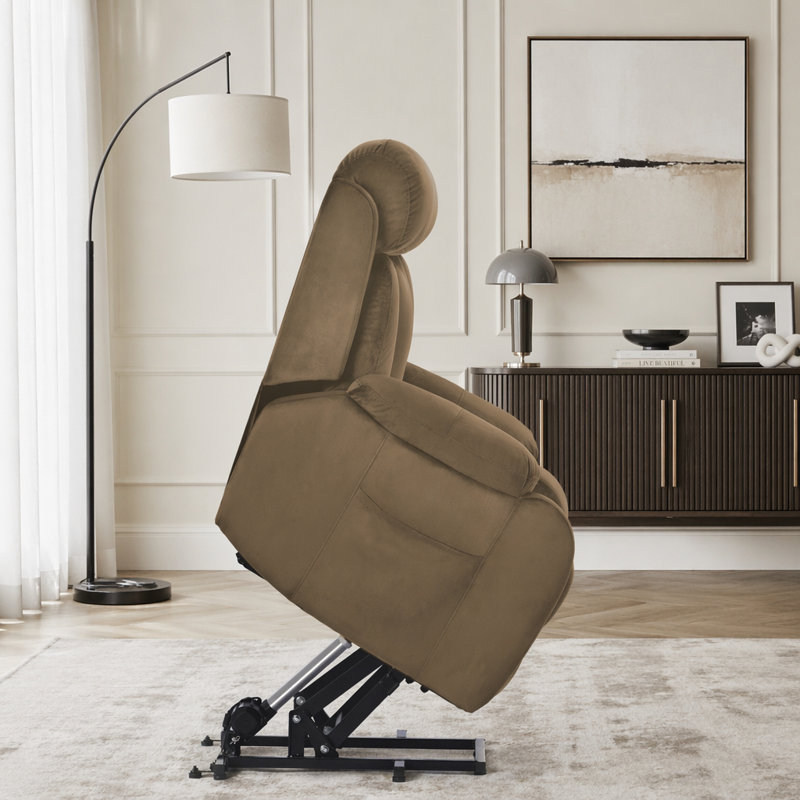 Fauteuil inclinable électrique Power Lift, Velours, Brun