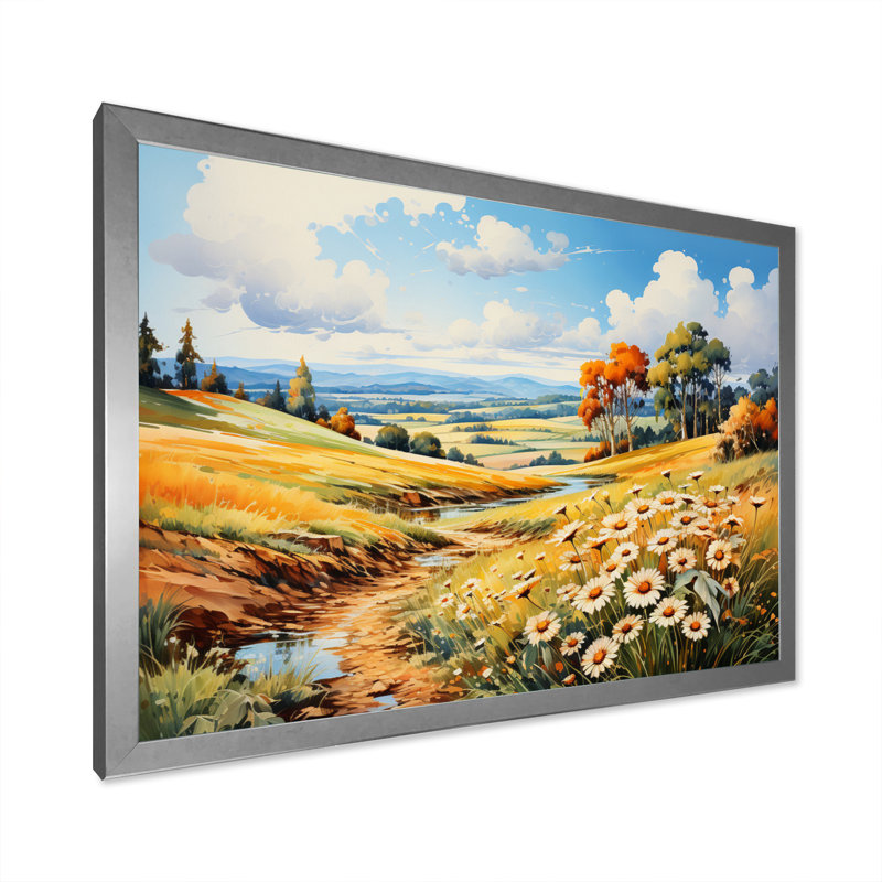 «Meadow Sunflower Symphony» sur toile, H 30 po x l 40 po x P 1,5 po, Cadre photo argenté