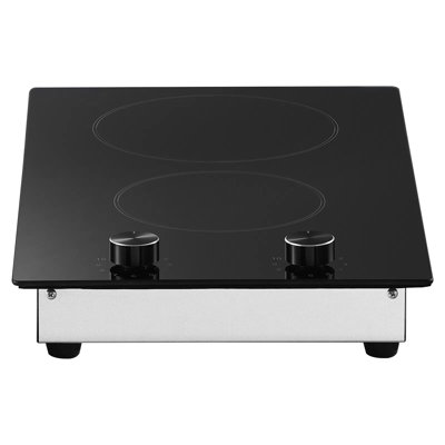 Plaque de cuisson électrique, 12 po, 2 brûleurs, surface de cuisson radiante en céramique 3000 W, commande à bouton, 11 niveaux de chaleur, 220 à 240 V, fil dur