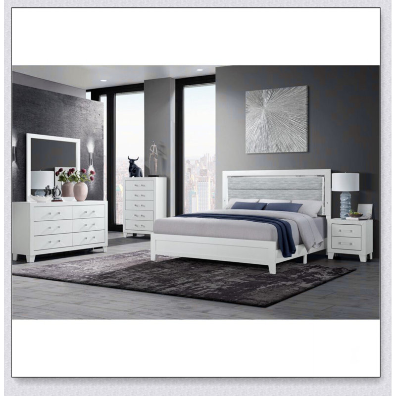 Bed With Led, White, King