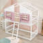 Lit superposé simple au-dessus d'un lit simple en bois avec boîte de rangement, garde-corps et échelle-1101310222