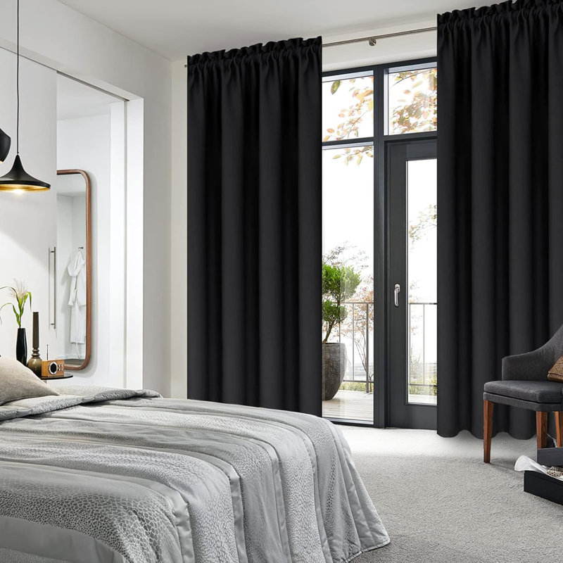 2 Panels Blackout Curtains – Thermal Insulated, Energy Saving & Noise Reducing Bedroom and Living Room Curtains, Set of 2 Rod Pocket Curtain Panels