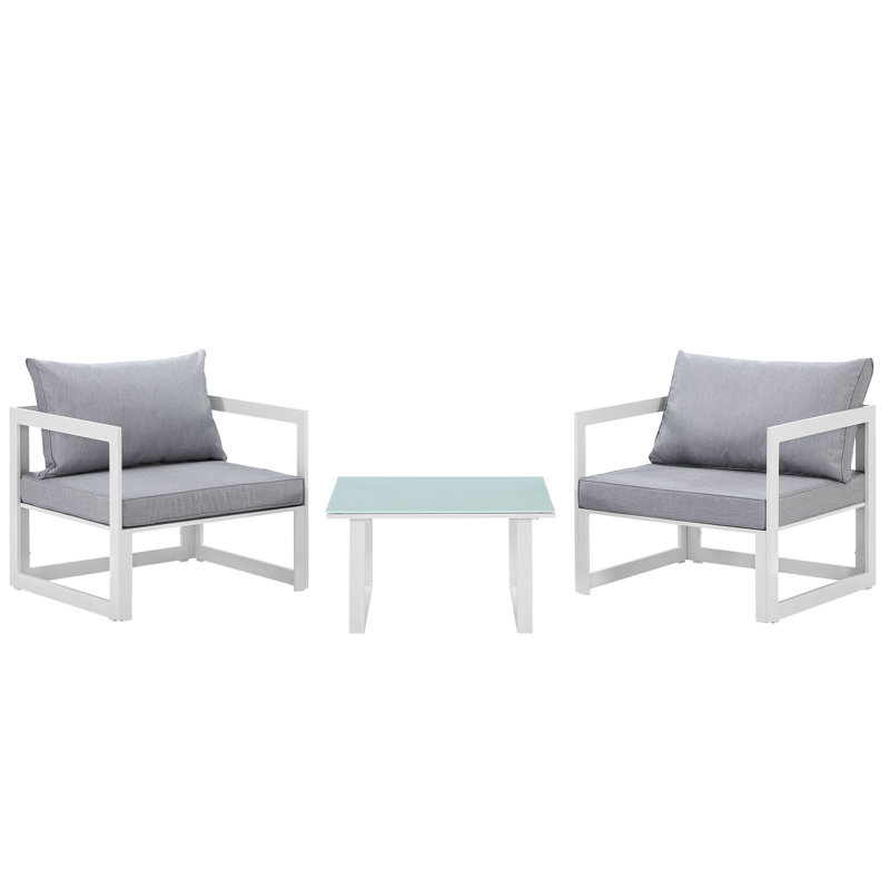Ensemble de canapé modulaire d'extérieur 3 pièces Modway Fortuna, Blanc, Gris