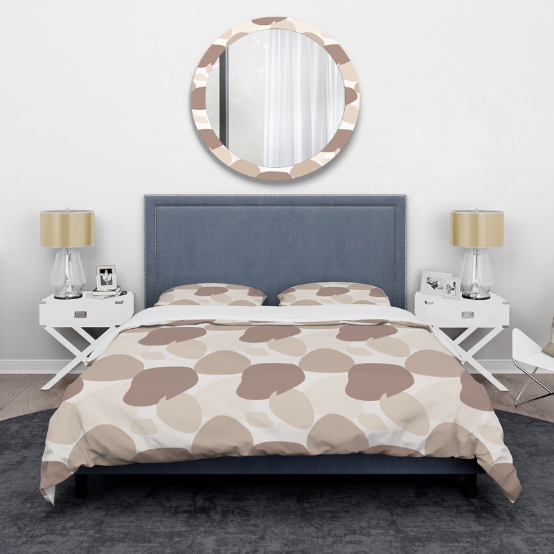 Organic Shapes In Earth Tones I - Ensemble de housse de couette moderne - Microfibre de polyester