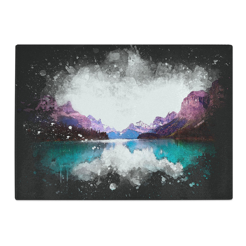 Tempered Glass Maligne Lake Scene in Canada Chopping Board, 28.5 cm x 39 cm