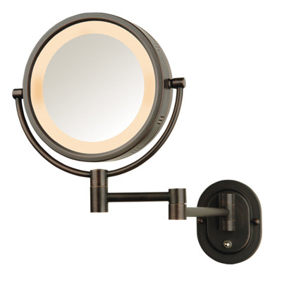 Ake 8" Lighted Wall Mount Magnified Makeup Mirror, Plug In