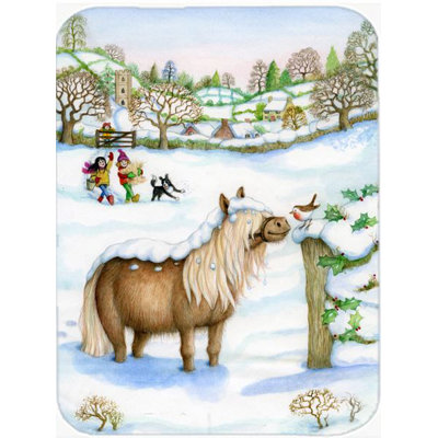 Caroline's Treasures Feeding The Shetland Horse Glass Cutting Board