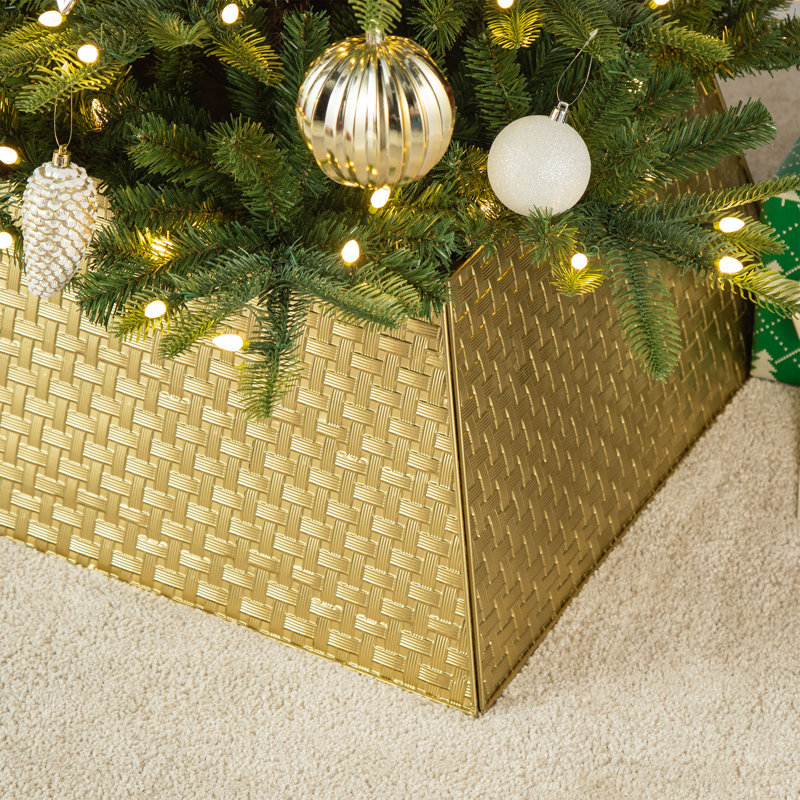 Christmas Trapezoid Weave Tree Collar, Gold