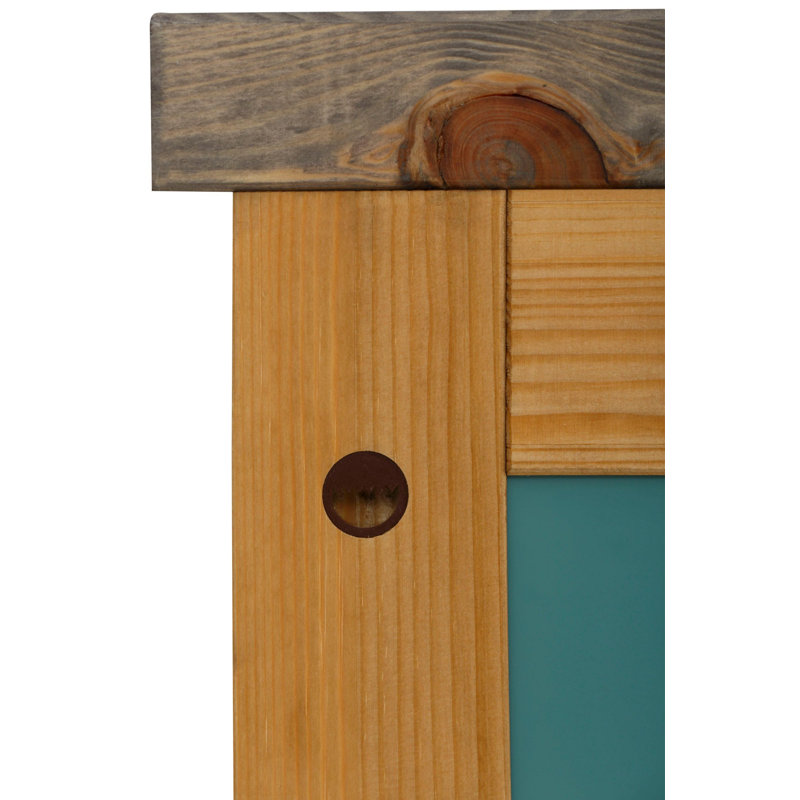 Wood Framed Wall Mounted Bathroom/Vanity Mirror, Natural/Grey