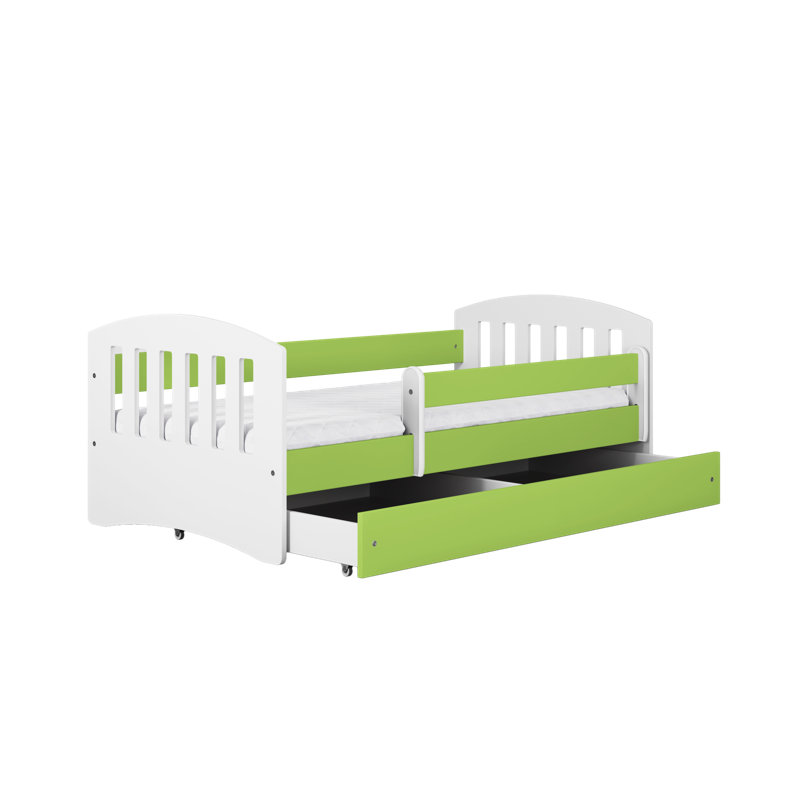 Hermes Drawer Convertible Bed and Mattress, European Toddler (80 x 160cm), Lime Green