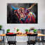 Vache multicolore sur toile-302938843